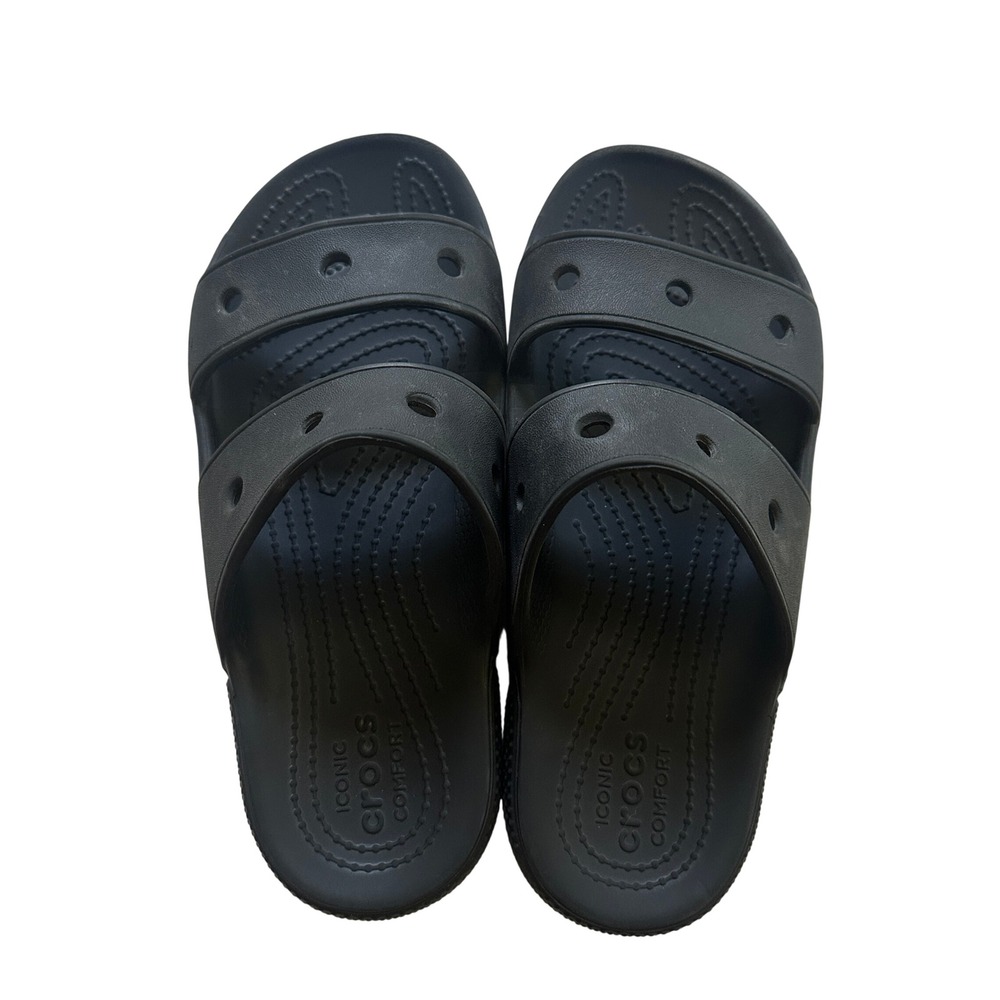 Crocs Classic Sandal Black Two Strap Slide Shoes Jibbitz Ready Size M4 W6